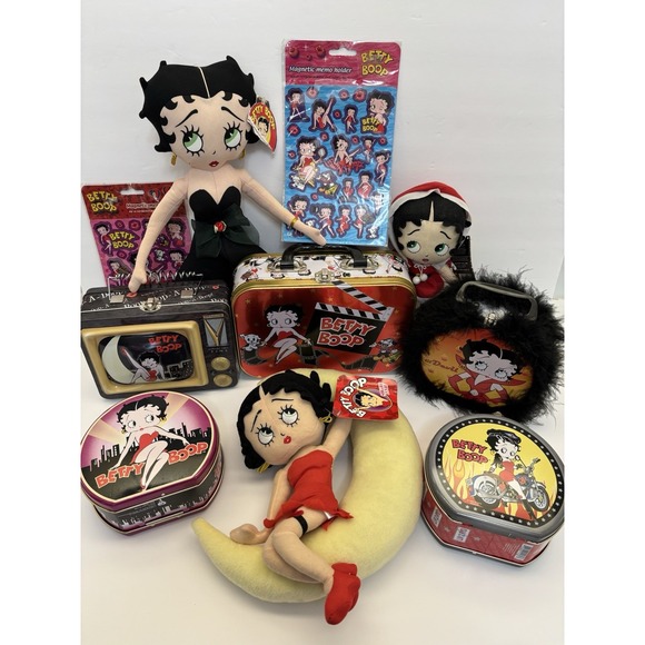 BettyBoop Collection Lot, Tin Boxes, Plush Dolls & Magnetic Stickers - Picture 1 of 16